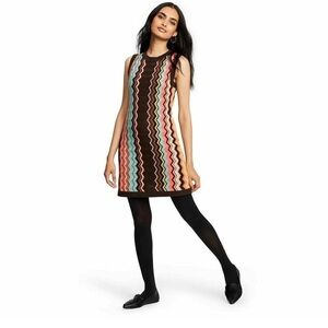 MISSONI for Target chevron woman knit 70’s midi acrylic blend retro dress MED